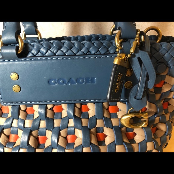 SOLD- COACH Woven Tote 16 Lake Multicolor - Picture 5 of 12